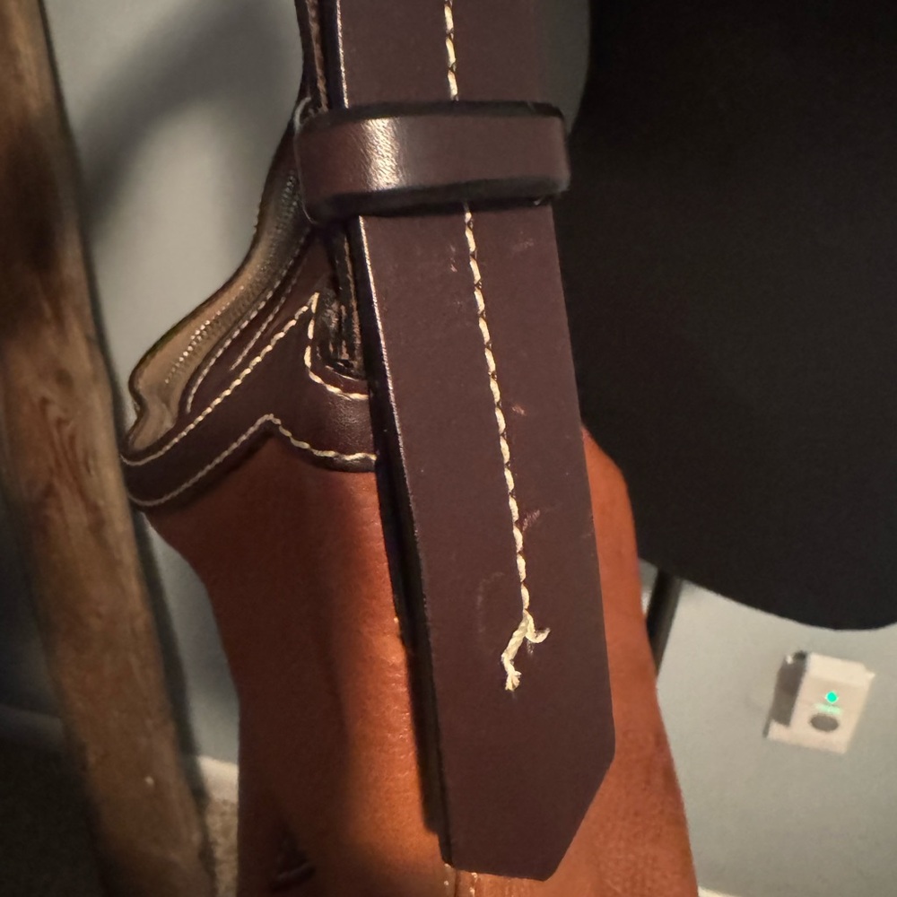 Dooney & Bourke Embossed Logo Pebbled Leather Shoulder Bag - Brown - Picture 6 of 13